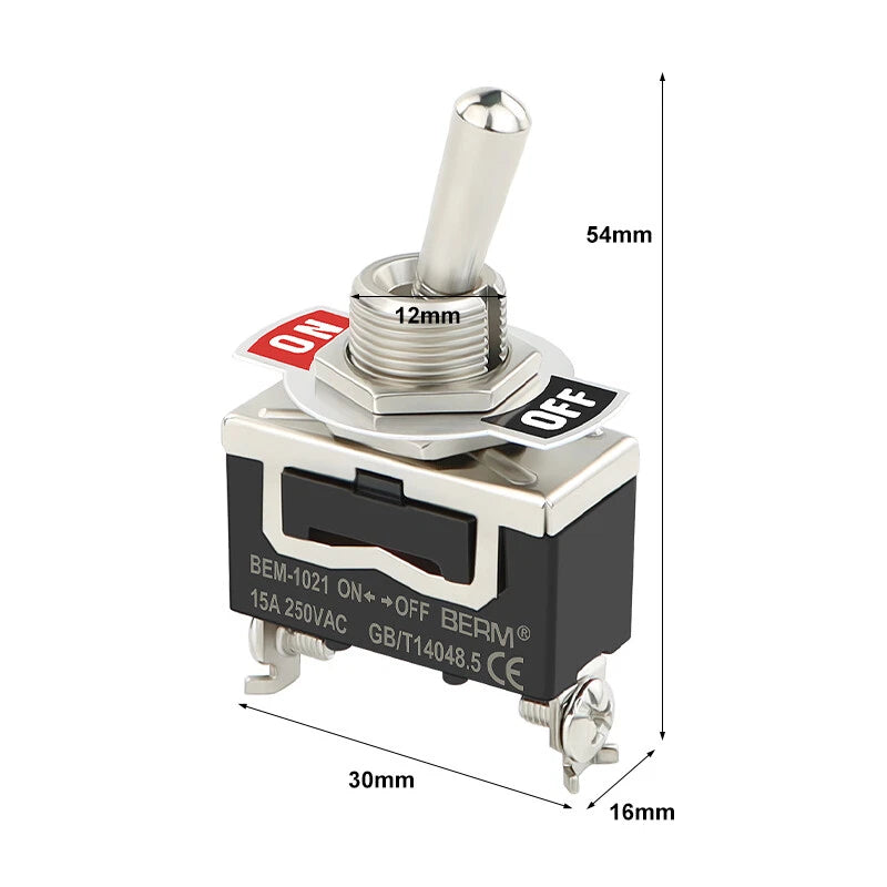 Mini Toggle Switch ON-OFF-ON SPDT — 2/3 Position, 2–6 Pin, Latching & Momentary