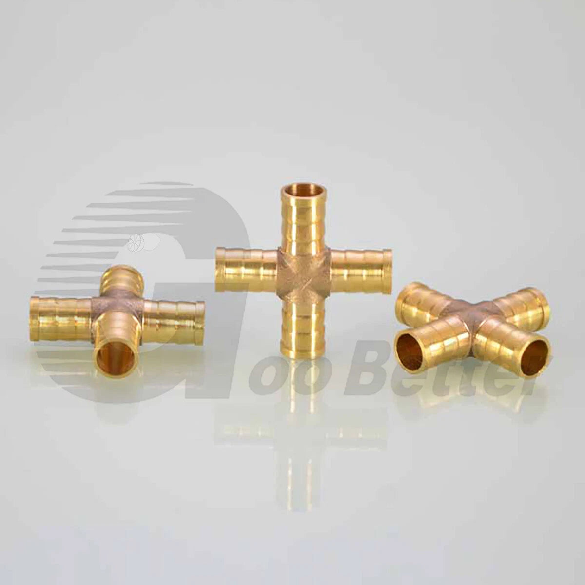 Brass Barbed Cross 4-Way Hose Fitting — 4mm to 19mm for Air, Water, Fuel & Gas