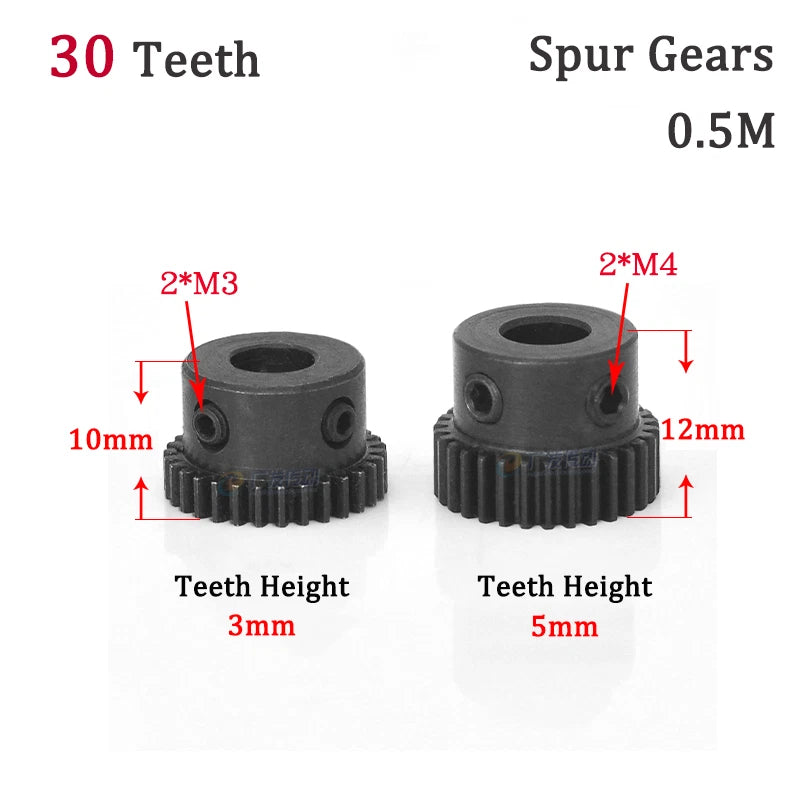 0.5M 30T-38T Spur Gears Steel Pinion Gears Metal Spur Transmission Gear 45 Steel