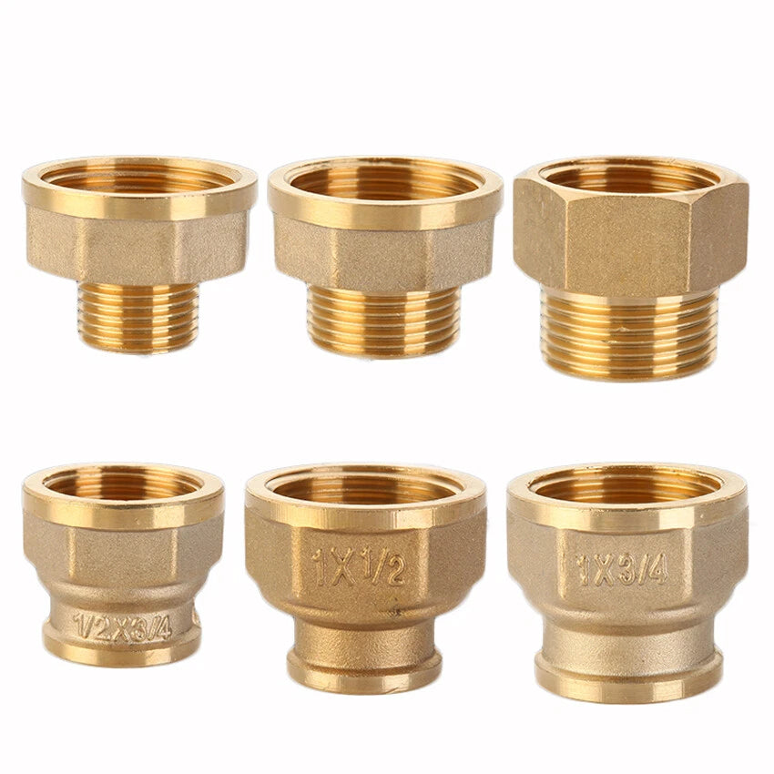 Brass NPT Pipe Fitting Adapter – Male Female Thread Coupler 1/2" 3/4" 1"