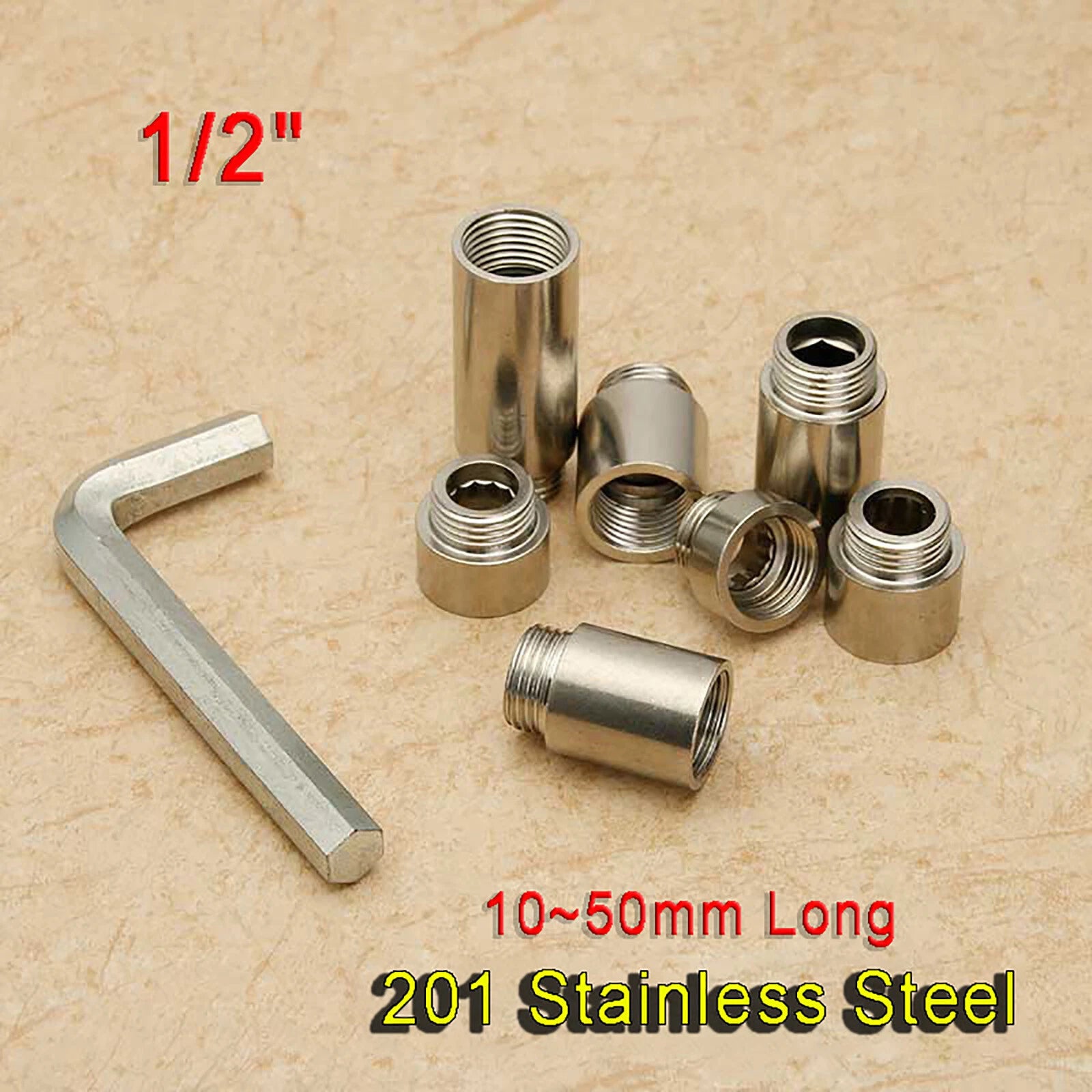 Stainless Steel Tap Extension Connector — Male x Female Pipe Fitting Adapter