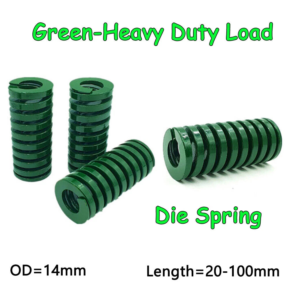 Green Heavy Load Die Mold Spring Compression Springs OD 14mm Length 20mm-100mm