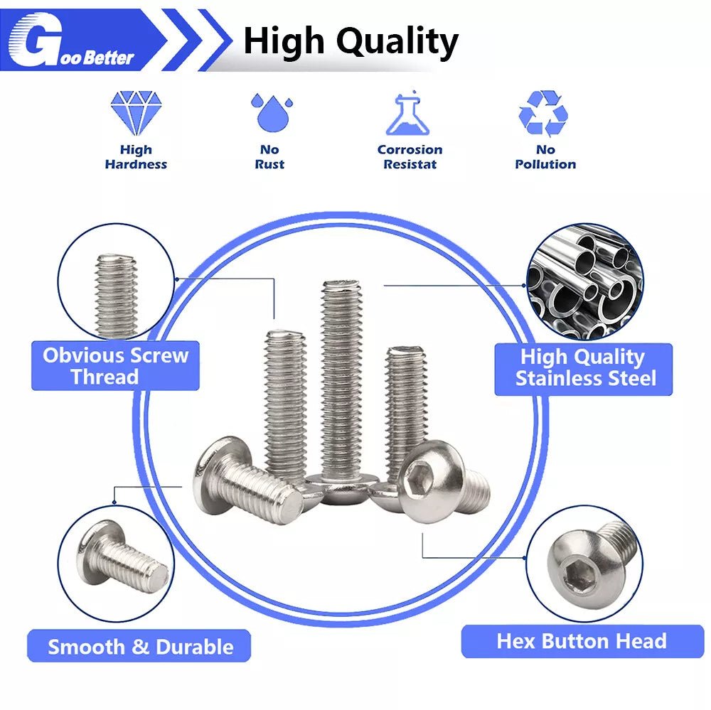 1/4 5/16 3/8 Hex Socket Cap Head Bolts Nuts Assortment Kit A2 Stainless 267 Pcs - HomeDIYer