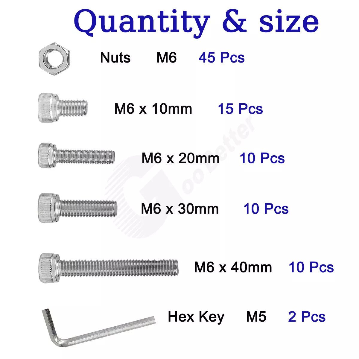 92Pcs M6 Hexagon Socket Cup Head Hex Screw & Nuts Stainless Steel Assortment Set - HomeDIYer