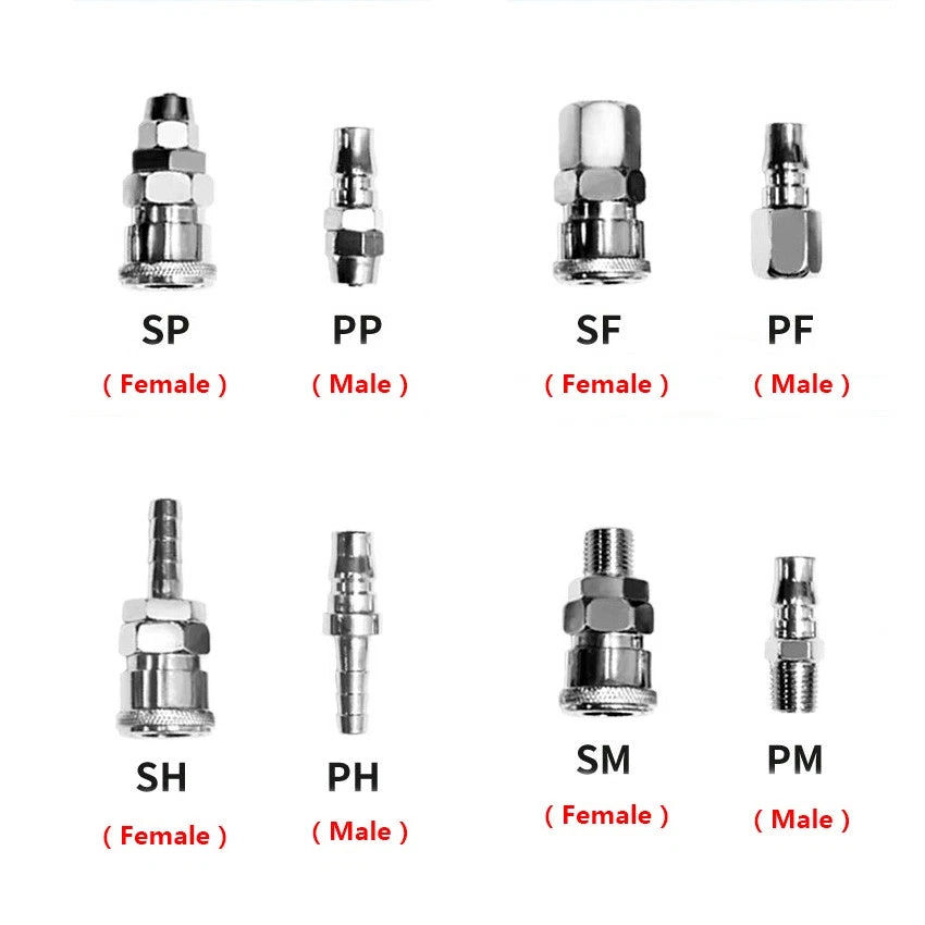 Air Line Quick Release Coupler Kit — Male & Female Fittings for Compressor Hose