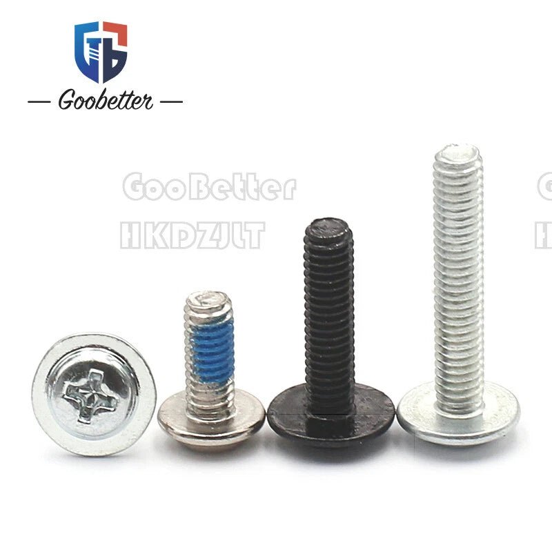 M2.5 / M2.6 / M3 Pan Head Phillips Machine Screws with Integrated Washer — Carbon Steel & Stainless, Multi - Finish - HomeDIYer
