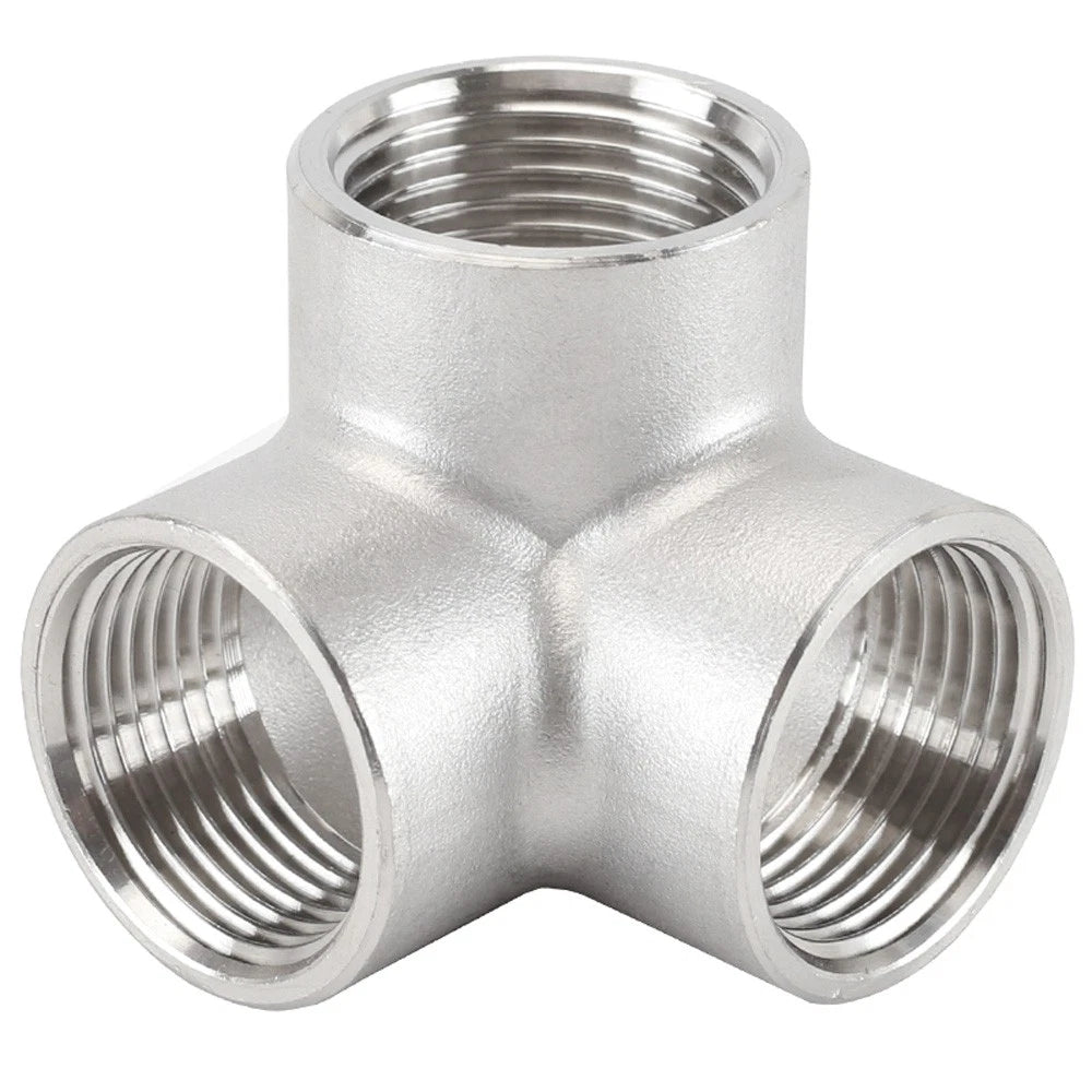 BSP Female 3-Way Tee Pipe Fitting – Stainless Steel 90° Corner Elbow
