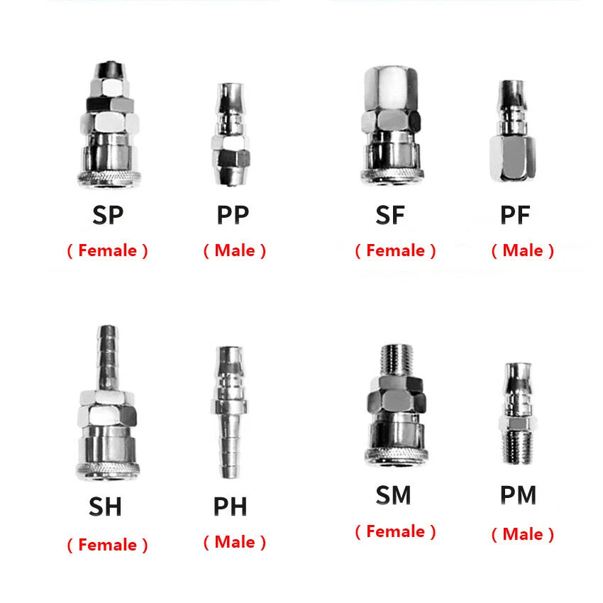 Air Hose Quick Release Coupler Set — Male & Female Compressor Fittings