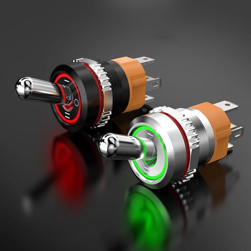 16mm LED Toggle Switch ON/OFF 2/3 Position Chrome Brass Black Oxide 20A 250VAC Waterproof