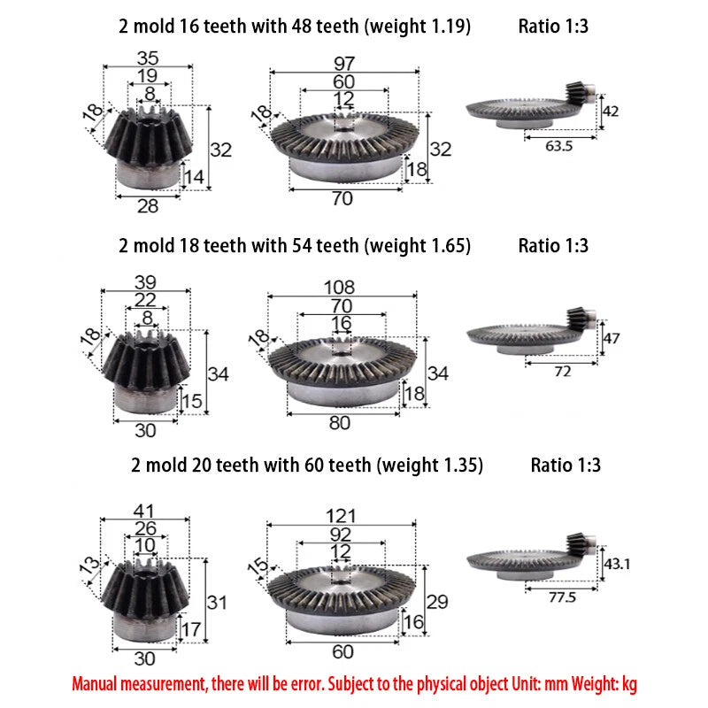 0.8 - 3 Mod Bevel Gear 13-160 Teeth Transmission Gears Bevel Teeth 90° 45# Steel