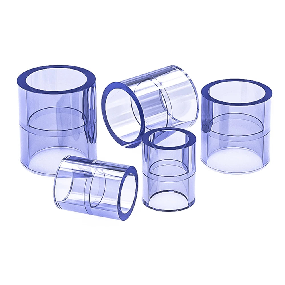 Clear PVC Straight Pipe Coupling — Socket Fitting 20mm to 110mm