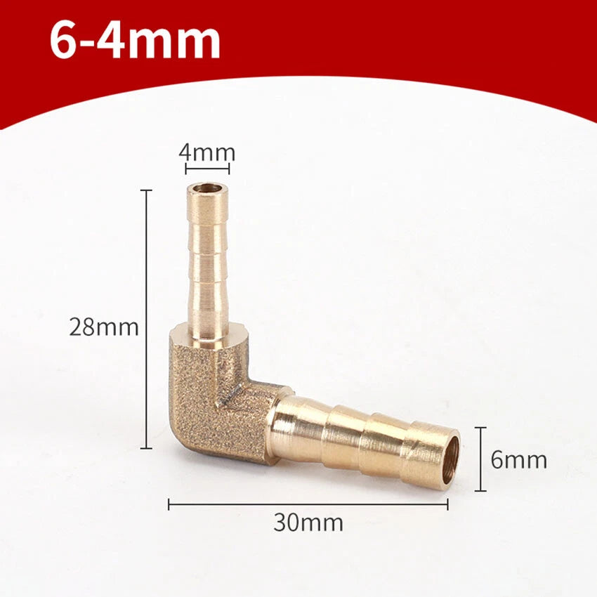 90° Brass Barb Elbow Fittings — Reducing Hose Joiner for Fuel, Air & Fluid Lines