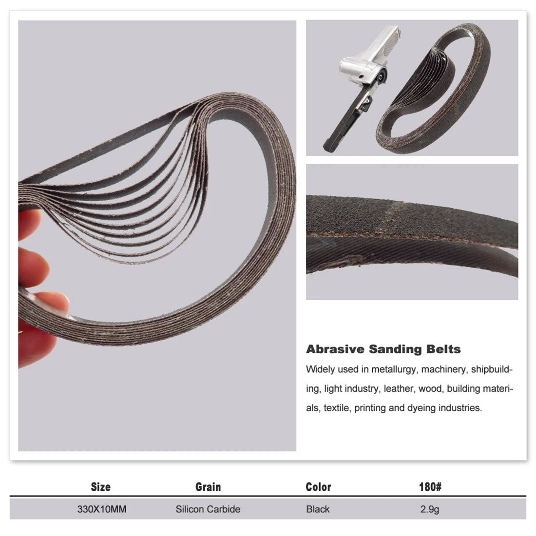 13x458mm 10x330mm Aluminum Oxide Sanding Belts — P60 to P600 Grit for Portable Belt Sanders