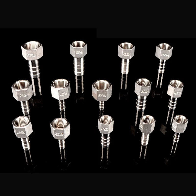 Stainless Steel Female BSP to Hose Barb Connector — 1/4" 3/8" 1/2" 3/4"