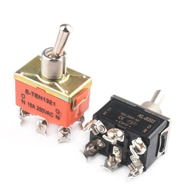 Heavy Duty Toggle Switch 250V ON/OFF — E-TEN Series (2/3/4/6 Pin, Momentary, Waterproof Cover)