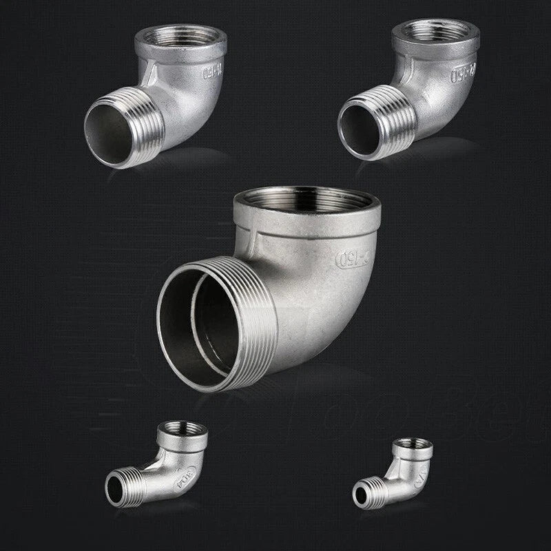 SS 304 90° BSP Elbow Fitting | Male-Female 1/8" to 2" Pipe Connector