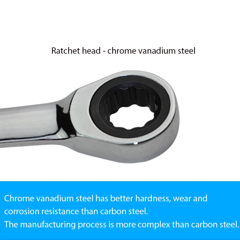 Double Ended Wrench Ratchet Spanner Fully polished 72 Teeth 8/10/12/13/17/19 mm