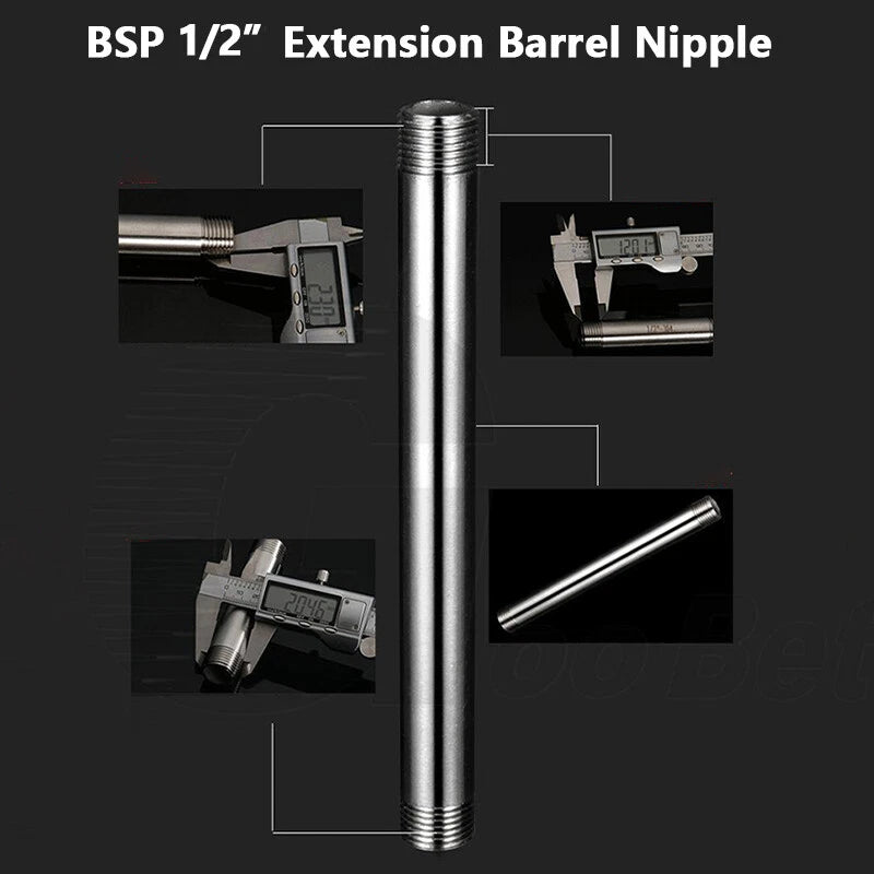 304 Stainless Steel 1/2" BSP Threaded Pipe Fittings — Nipple, Elbow, Tee, Socket & Cap