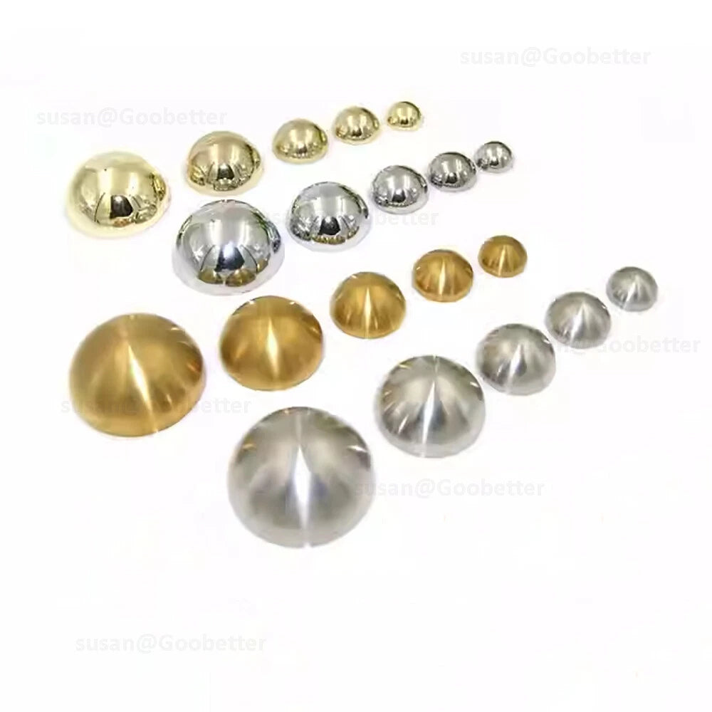 Dome Screw Cover Caps 20–50mm – Electroplated Stainless Steel Mirror Screws, Silver & Gold
