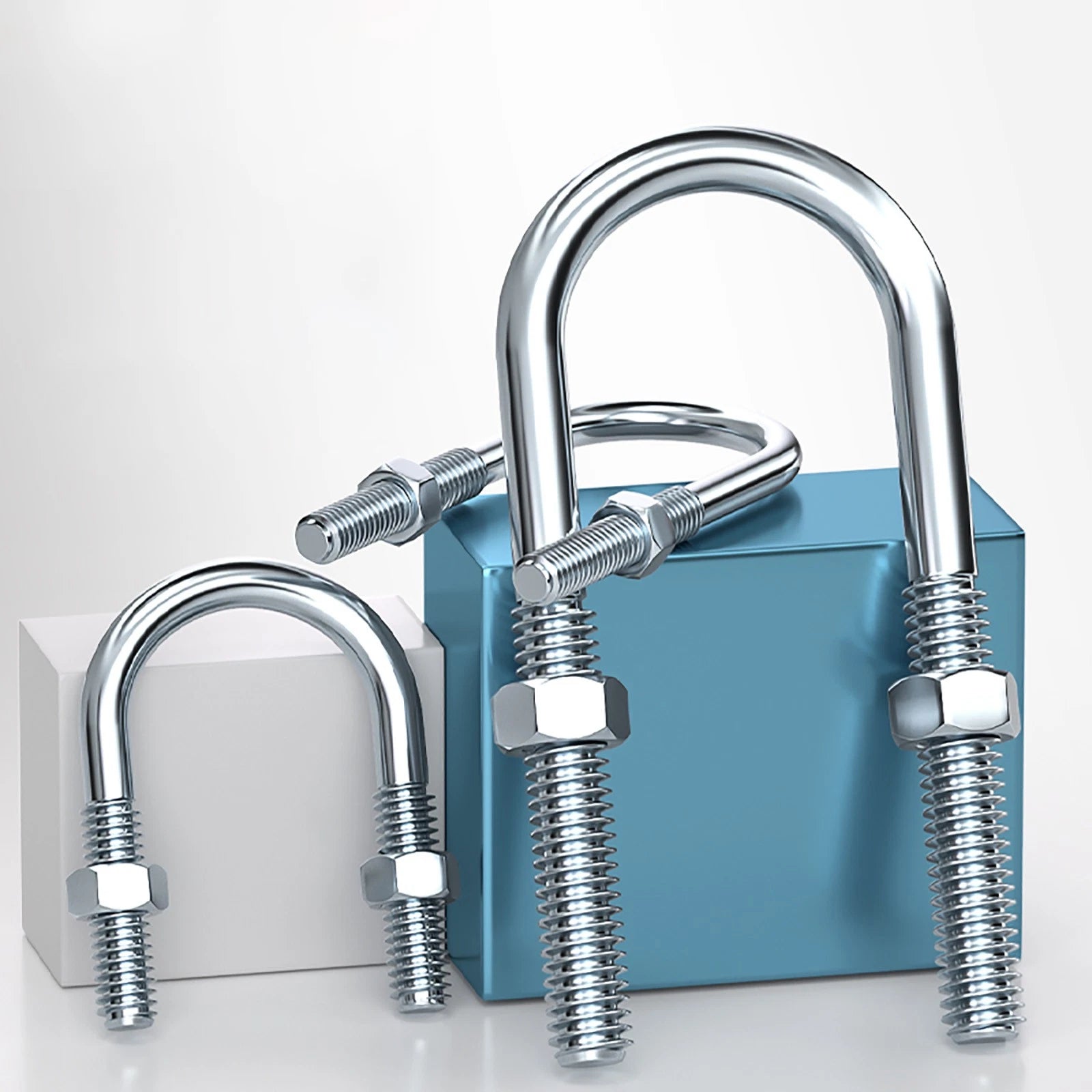 M6 M8 M10 M12 U Bolt With 2 Hex Nuts Zinc-Plated U-Bolts Clamp Pipe Tube Metric