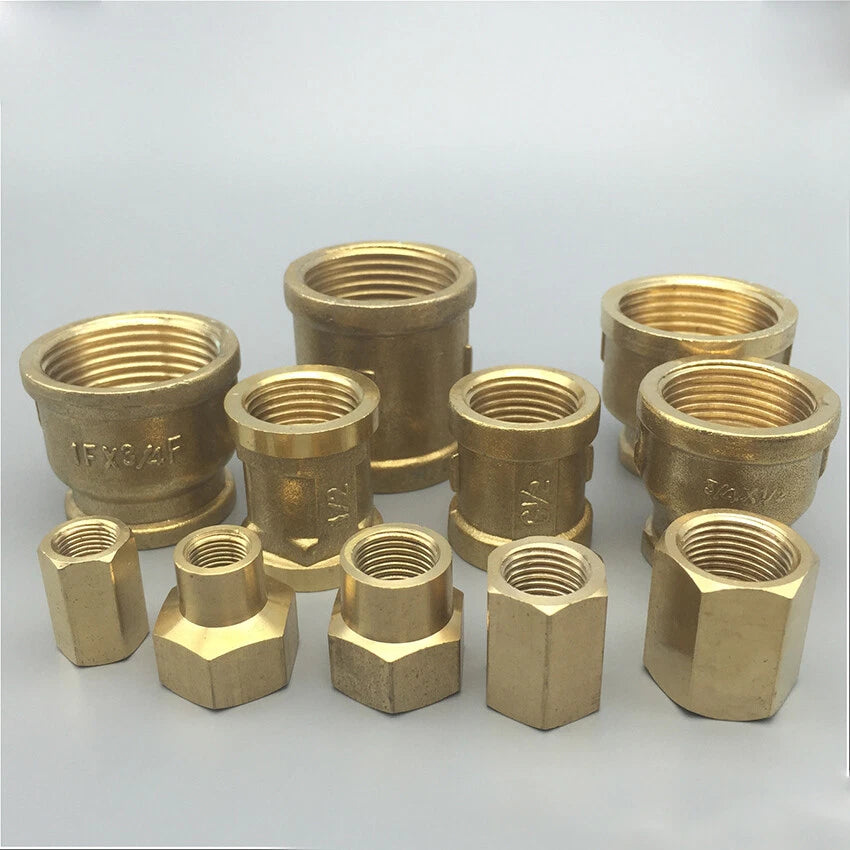 Female Thread Brass Coupling Adapter — Straight & Reducer Pipe Fittings