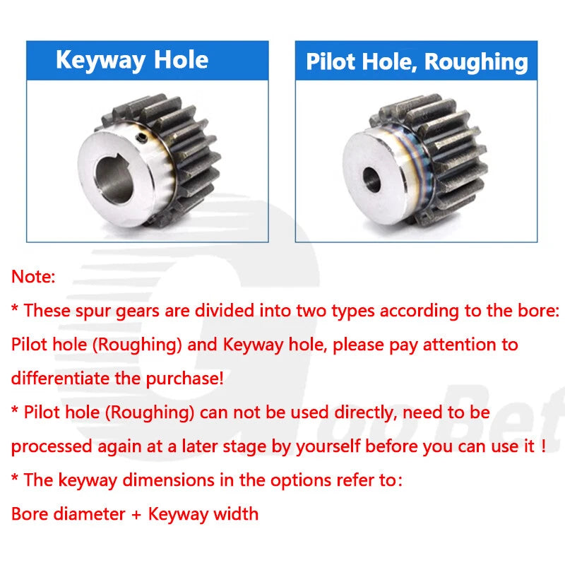 Spur Gear C45 Steel Mod 3 with Hub 12-40 Tooth Motor Pinion Hardened 8-40mm Bore