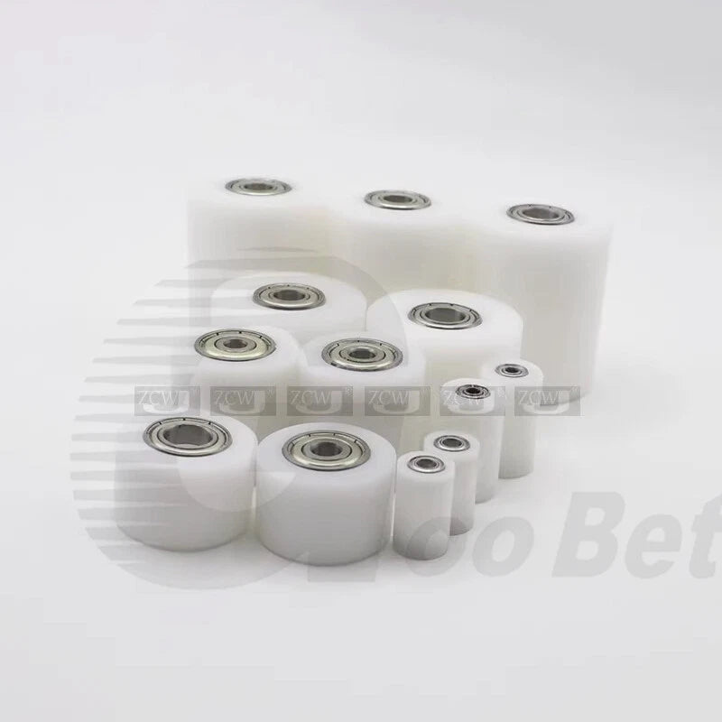 6mm Bore Plastic Roller Wheel Two Ball Bearing Coated PP POM Pulley Guide Wheel