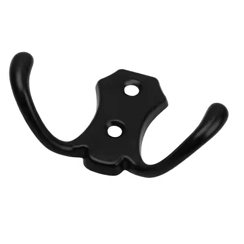 Double Hat Coat Hooks Hanger Door Wall Cloth Towel Holder Organiser Rack Robe