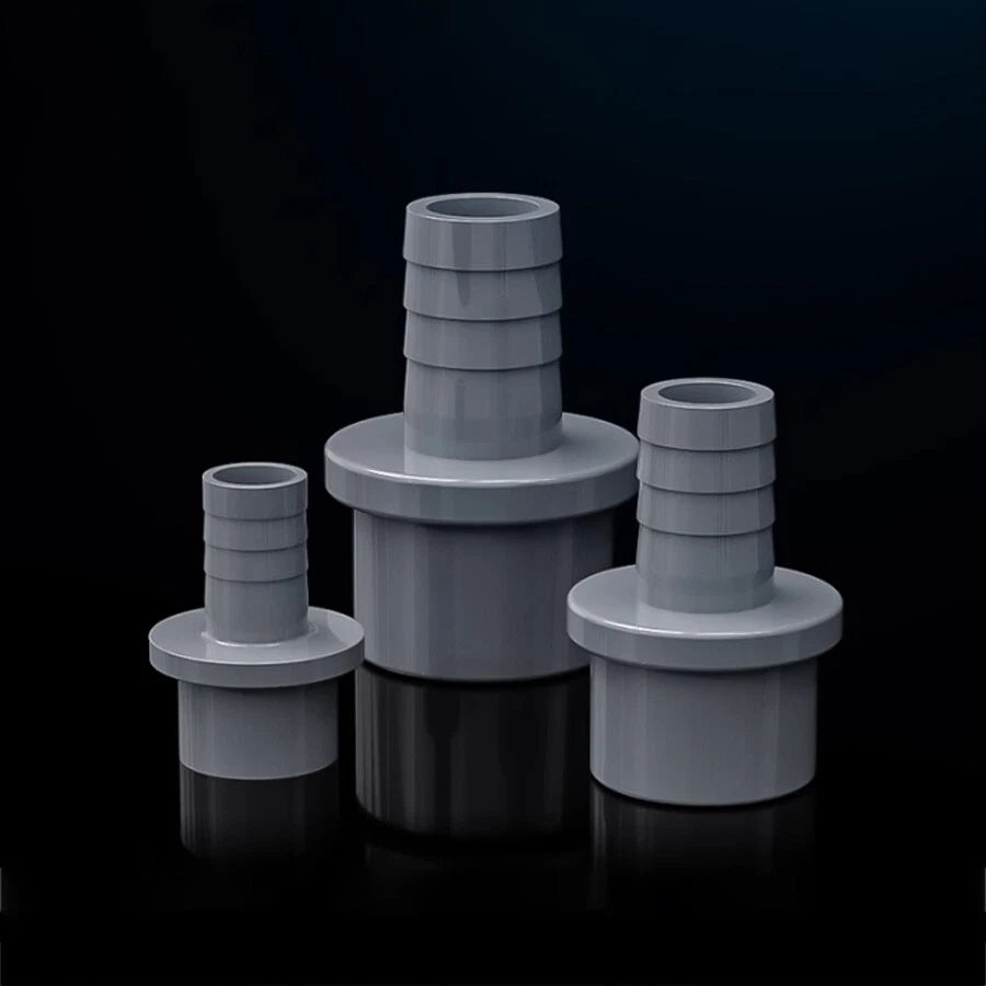 5mm to 63mm Hose Nozzle PVC Plastic Pipe Fittings Barb Connectors Sleeve Grey