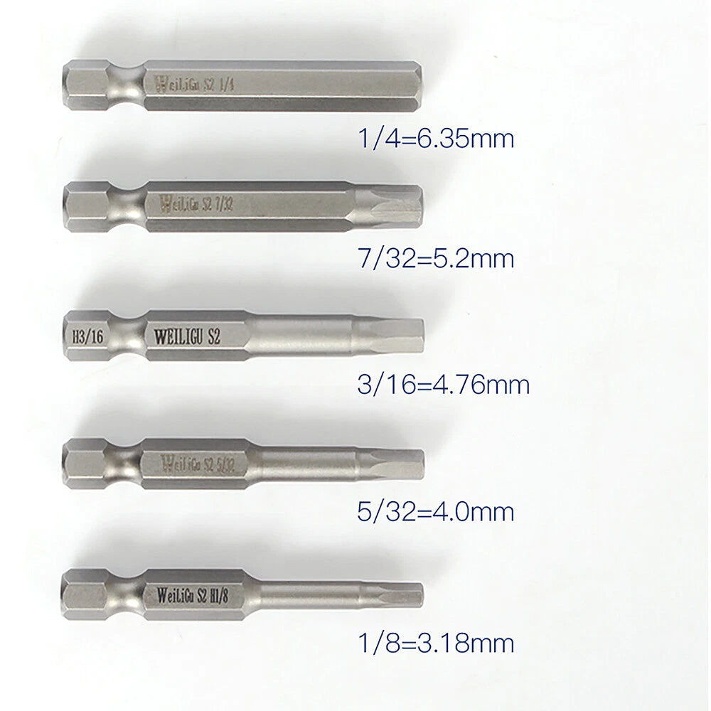 Hex Head Allen Wrench Drill Bit Set 1/4 hex shank Inch 1/8 5/32 3/16 7/32 3/32