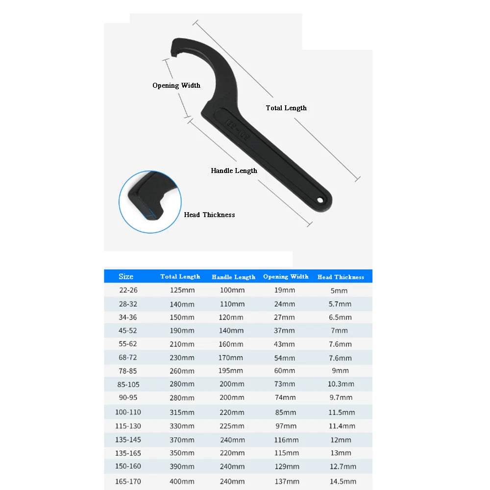 Garage Workshop Tools Shock Absorber Pre-Load Black C Spanner Wrench Hook Adjust