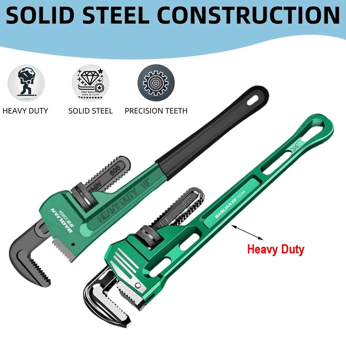 Adjustable Plumbers Waterpump Stilsons Monkey Pipe Wrench Pliers 8" 10"-24" Tool
