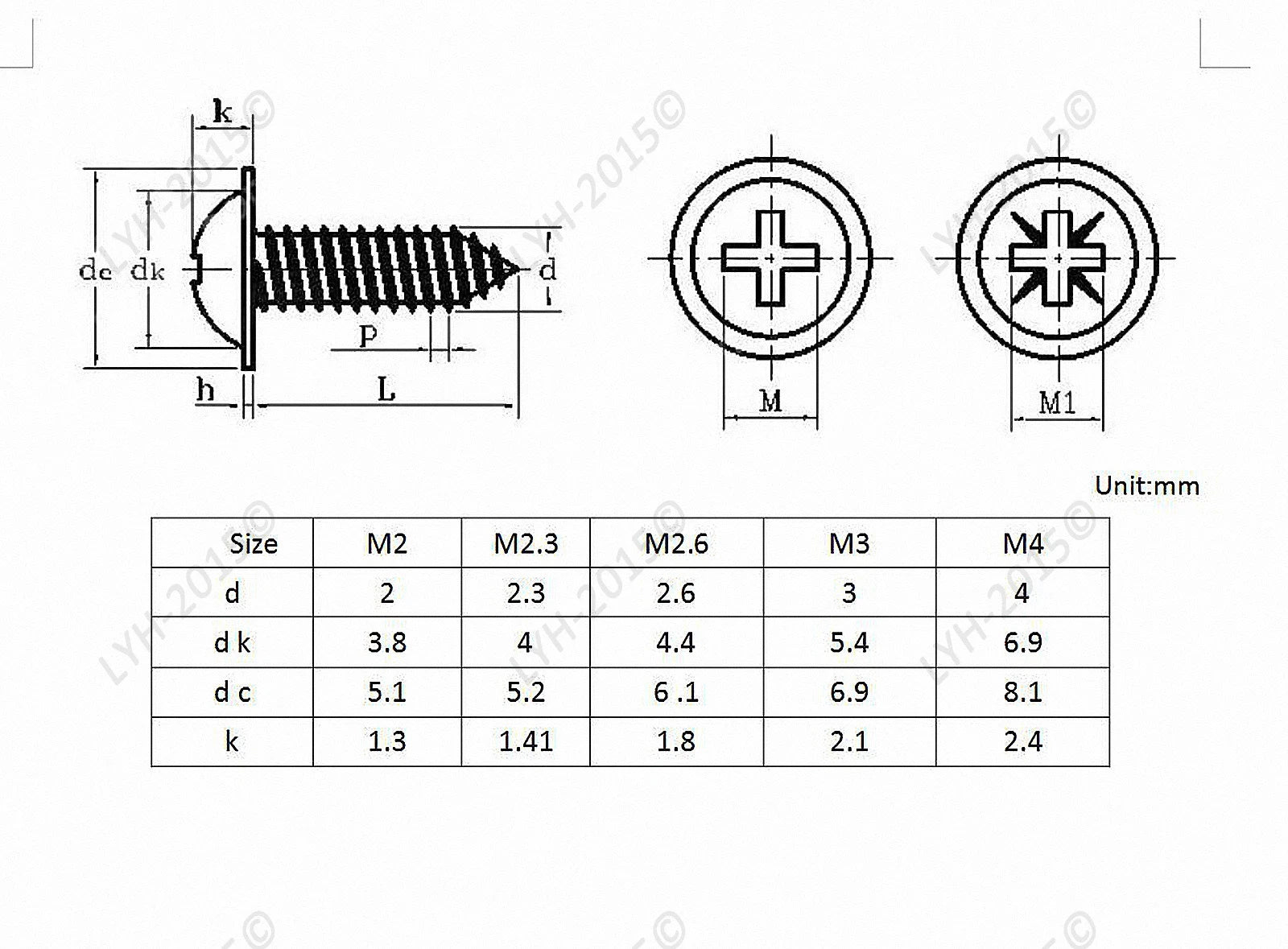 Phillips Modified Truss Head Self-Tapping Screws M2–M4 | 304 Stainless Steel | Sheet Metal & Wood