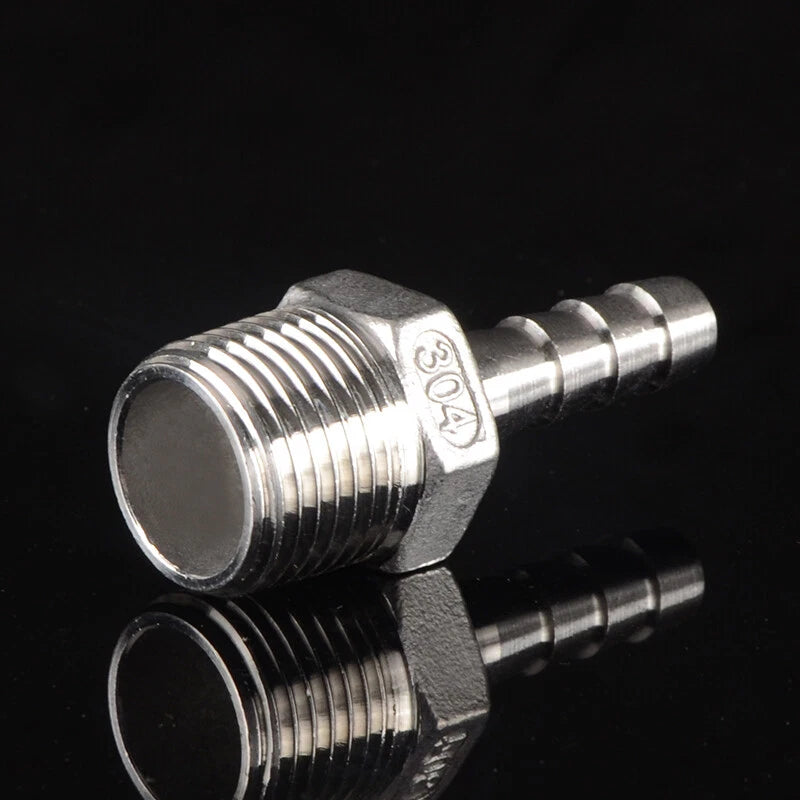 BSP Stainless Steel Male Hose Barb Fitting — 1/2" & 3/4" to Barb Connector