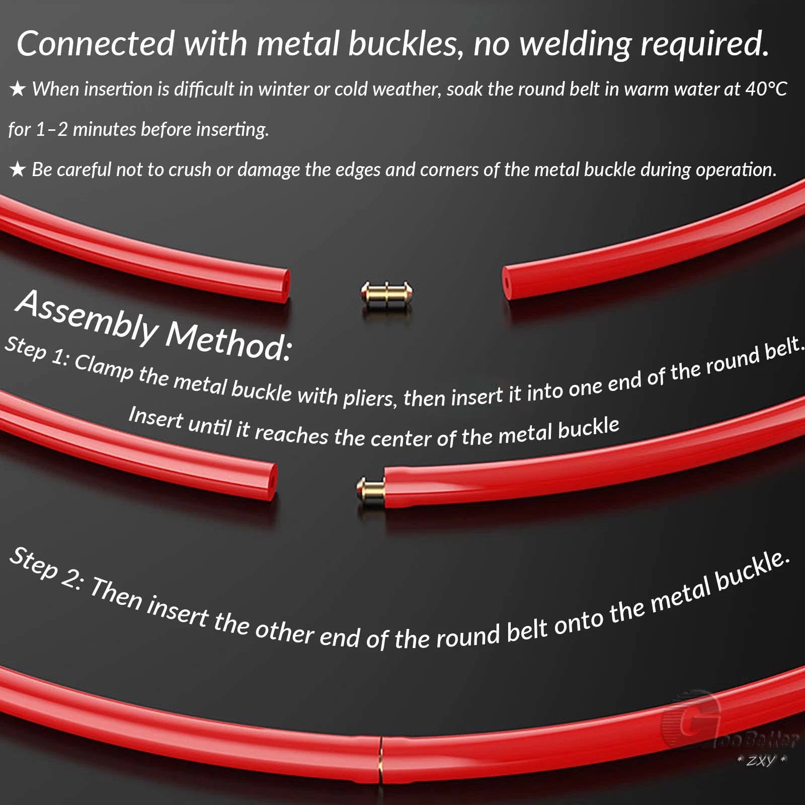 PU Round Hollow Drive Belt — Polyurethane 5mm to 15mm, Connectible, with Brass or Aluminium Buckle Options