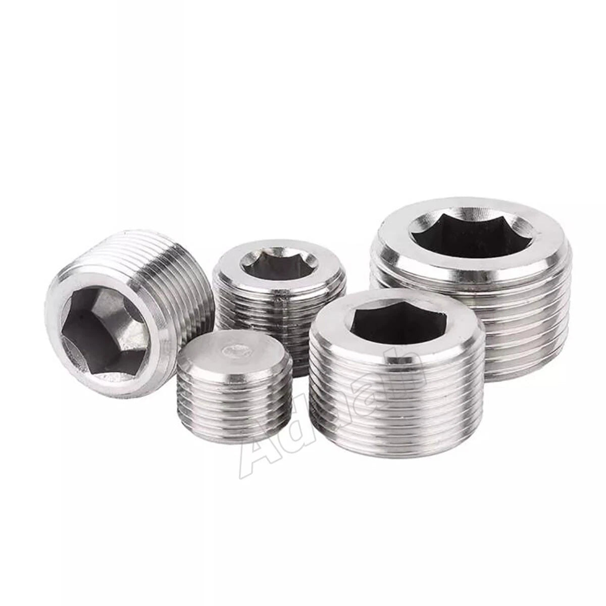 Male Allen Socket Pipe Plugs – 1/16" to 2" PT & NPT Threads, 304 Stainless Steel End Caps