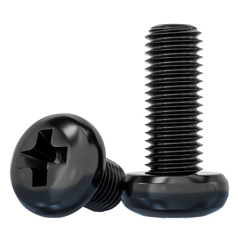 M1–M10 Pozi / Phillips Button Head Machine Screws – Black A2 Stainless Steel (304), Fully ThreadedM1–M10 Pozi / Phillips Button Head Machine Screws – Black A2 Stainless Steel (304), Fully Threaded