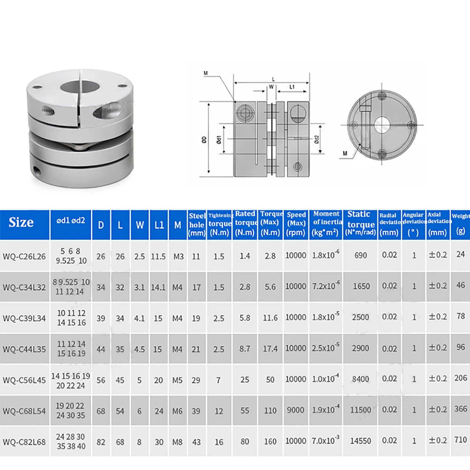Servomotor Flexible Shaft Couplings Precision D32 Single Diaphragm CNC Coupler