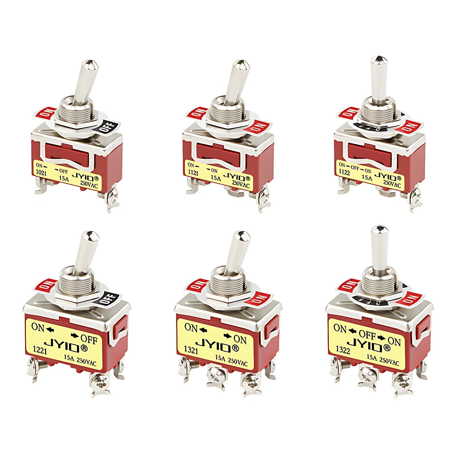 Heavy Duty Metal Toggle Switch – 15A 250VAC, 2/3/4/6 Pin, ON-OFF & ON-OFF-ON