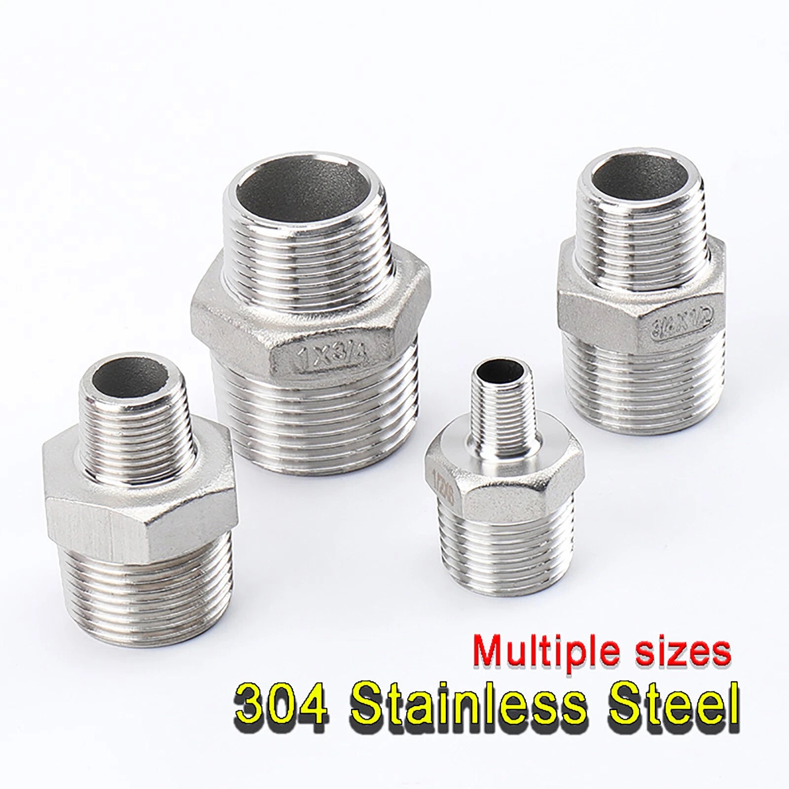 BSP Male to Male Reducing Hex Nipple 304 Stainless Steel Pipe Connector