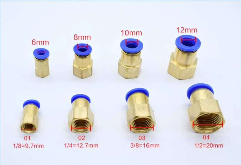 Pneumatic Push In Fitting Female Stud Straight Air Hose Inline Connector Line
