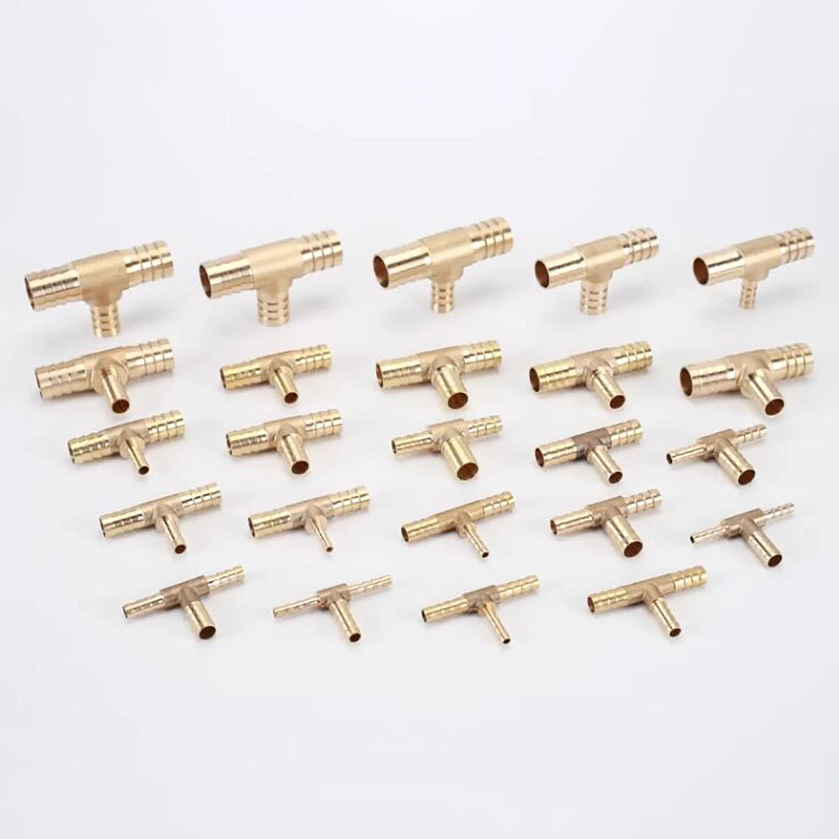 Brass Barbed T-Piece Hose Joiner Reducer Tee Connector — Air, Water & Fuel Fittings