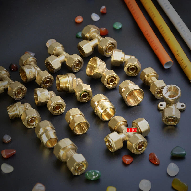 Push-Fit Tube Fittings for 12mm & 16mm Pipe — Straight, Elbow, Tee, Ball Valve, 1/2" & 3/4" NPT