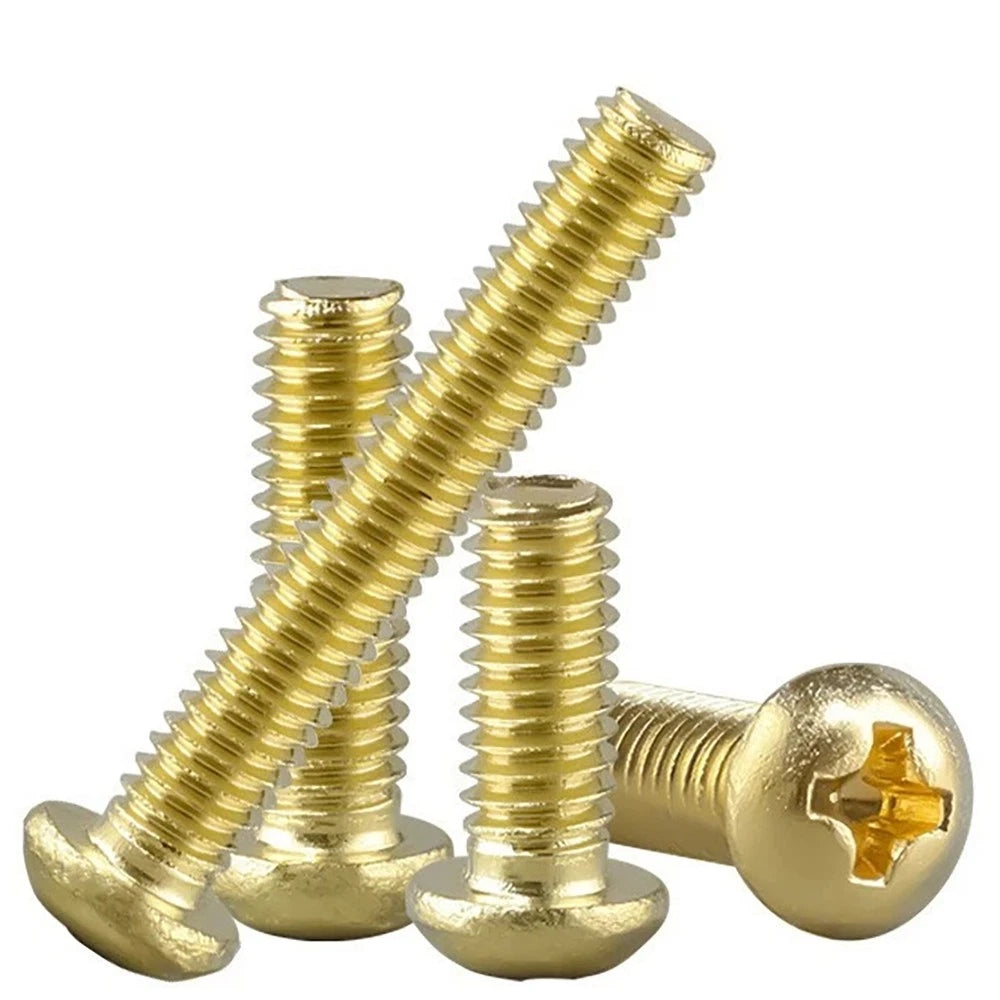 M4 M5 Solid Brass Pan Head Phillips Machine Screws — Multiple Lengths