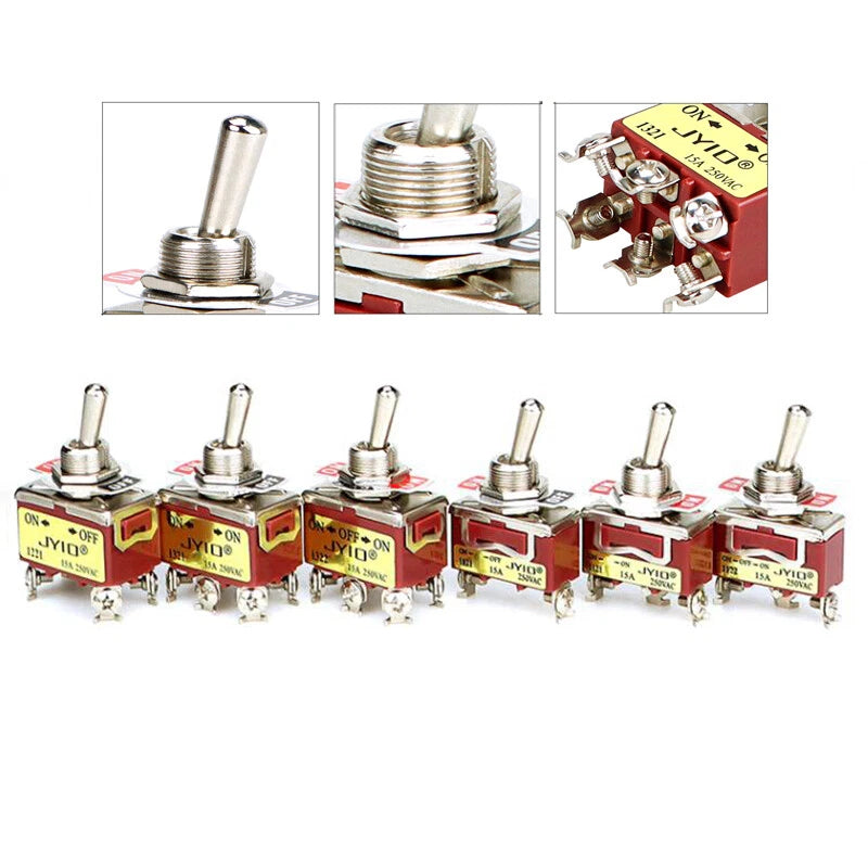 Metal Toggle Switch 250V AC 15A — On/Off Flick Switch for Dashboard & Panel (BEM / E-TEN)