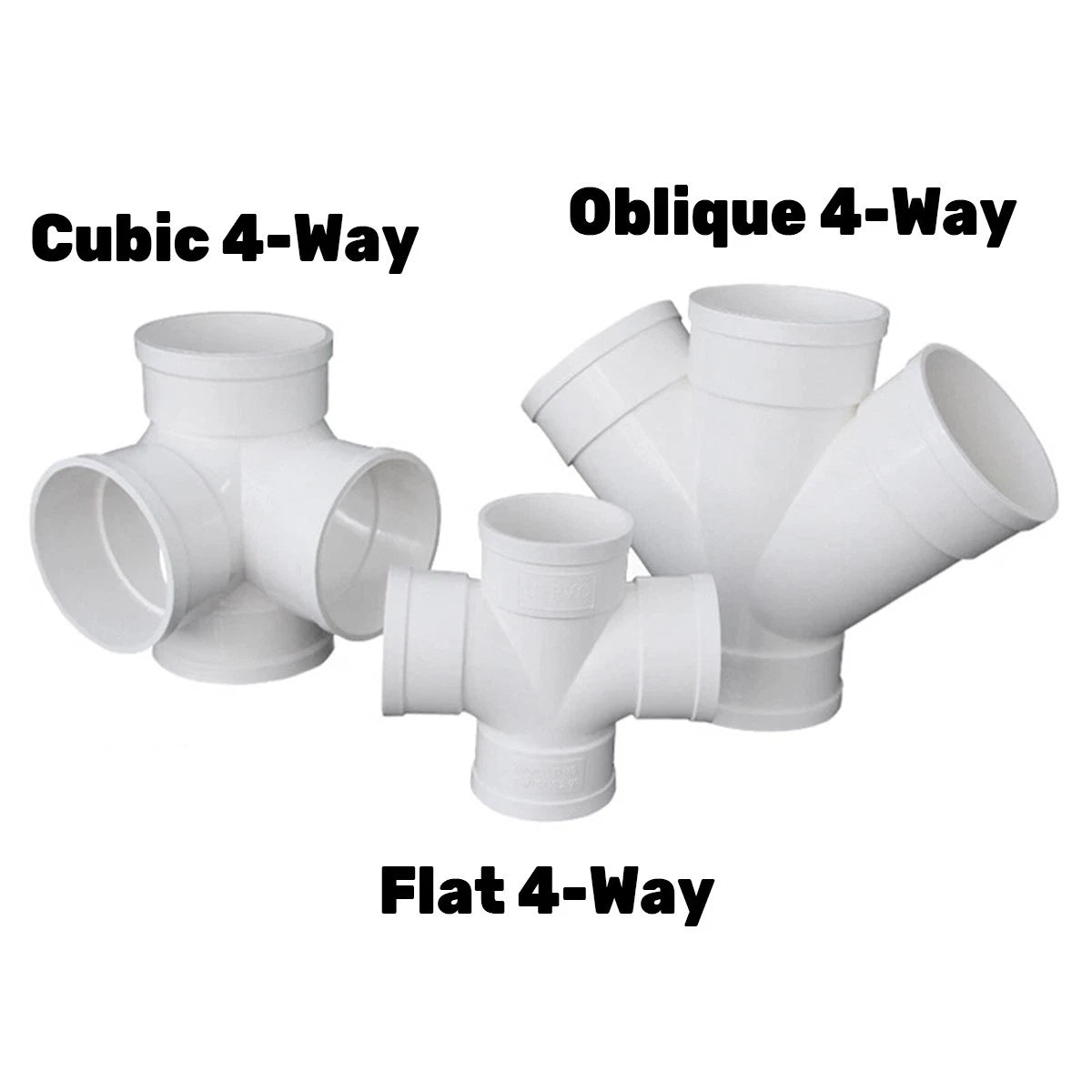 PVC 4-Way Equal Reducer Drainage Pipe Connectors Various Types Tube Fittings
