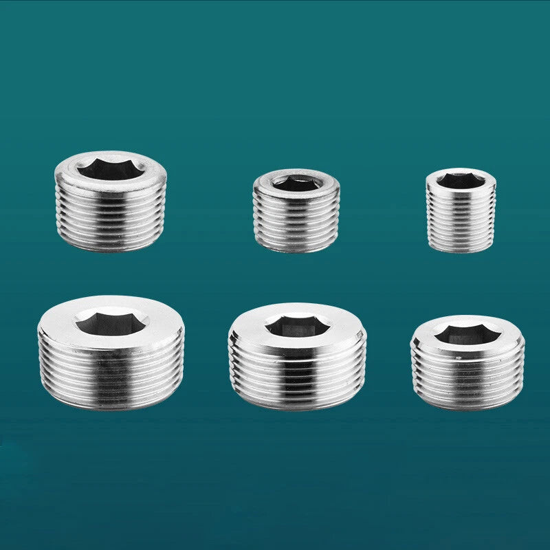 BSP Male Stainless Steel Countersunk End Plug — Internal Hex, 1/4" to 2"