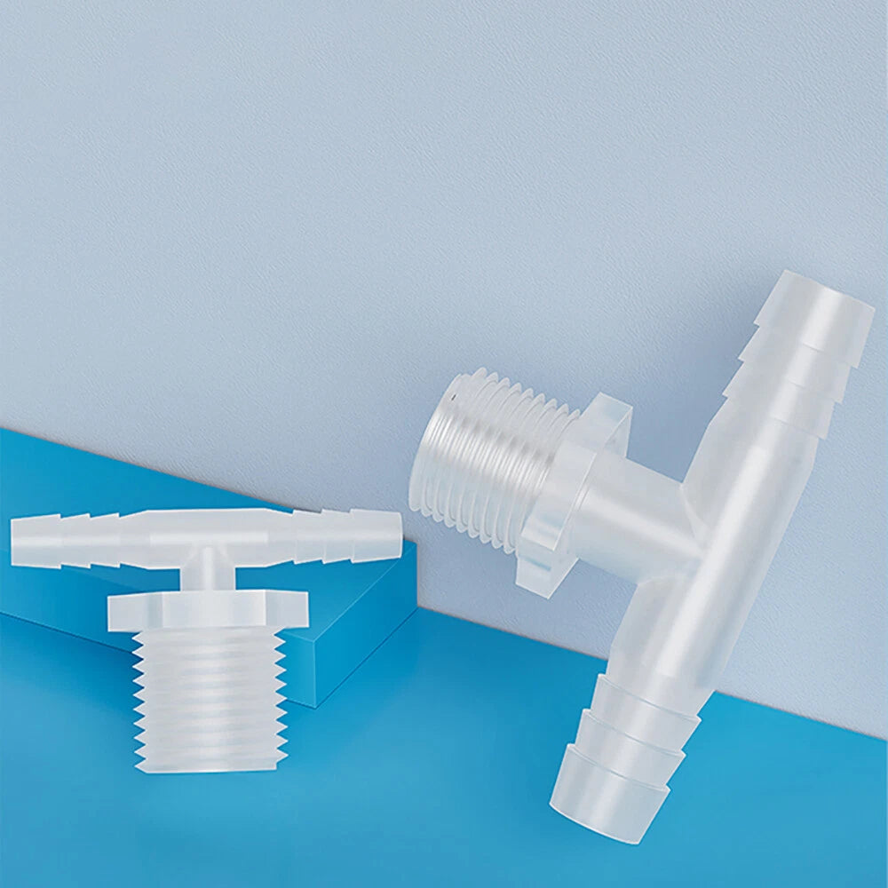 T-Type Plastic Pipe Fitting – Male Thread Barbed Tee Hose Connector (G & M Thread)