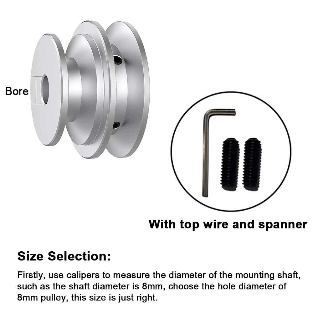 Aluminium Double Groove for O-Z V Belt Pulley Select Size 40mm, 50mm, 60mm OD