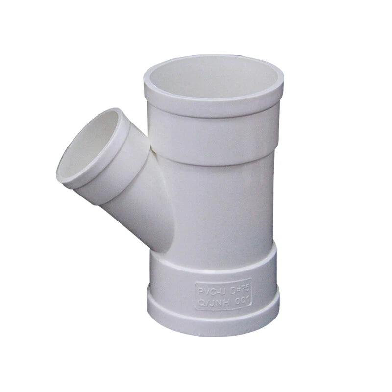 PVC 45 Degree Tee Equal Reducer 3-Way Y Piece Supply Pipe Fittings Adapter White